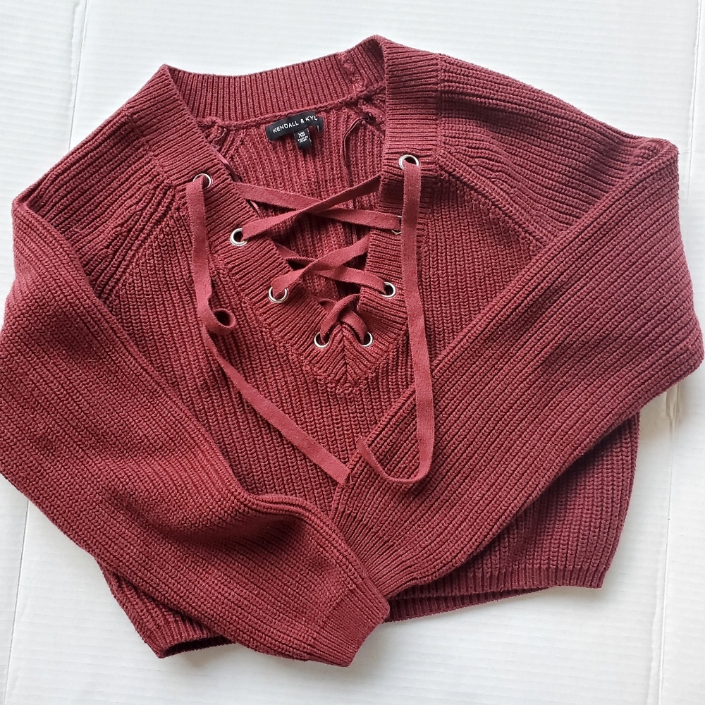 Kendall and Kylie Maroon Knit Sweater XS